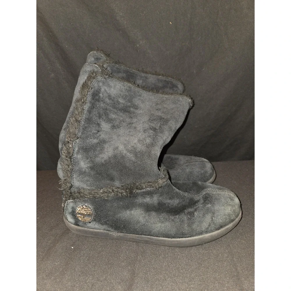 Timberland‎ Mukluk Tall Winter Boots Womens Size 8.5M Black Leather Faux Fur NEW